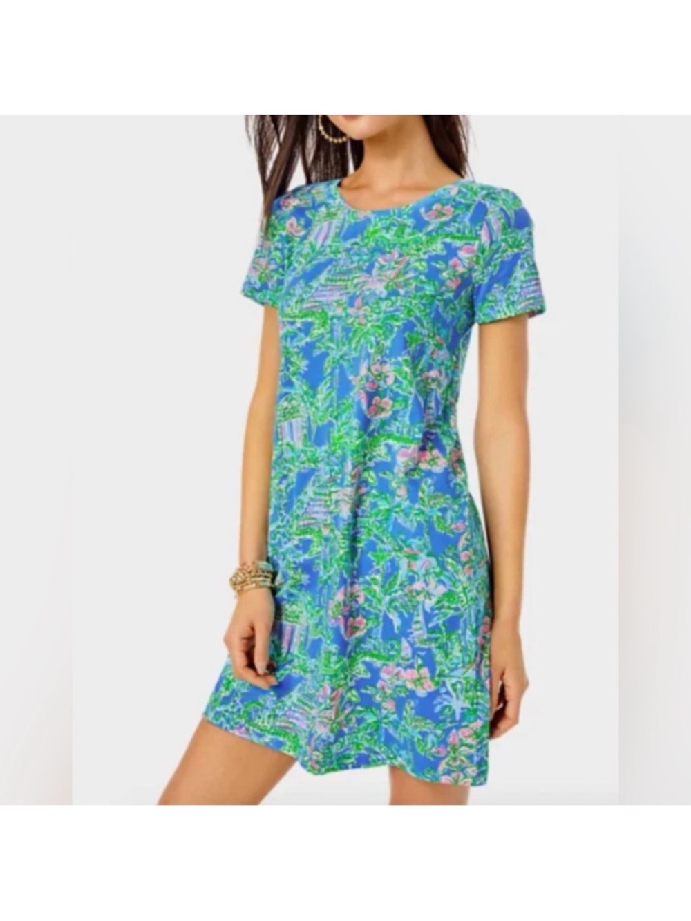 Lilly Pulitzer Boca Blue Beneath the Bougainville Cody short sleeve dress